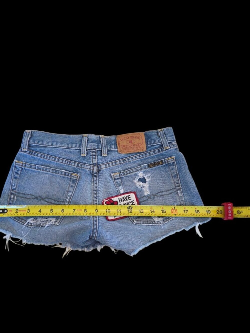 Lucky Brand Daisy Duke Jean Denim Short 26 Button Fly MADE IN USA Frayed Cutoffs - Picture 10 of 14
